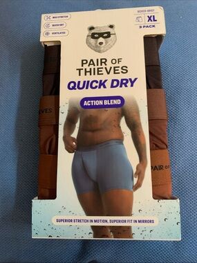 Pair of Thieves Quick Dry Boxer Briefs - Brown & Black - XL (3 Pack)